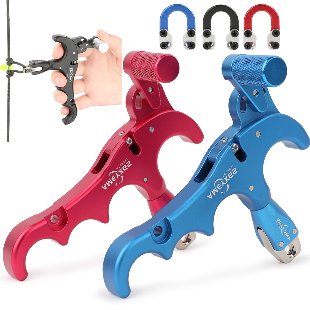 Compound Bow Release Aids Trigger Metal D Loop 4 Finger Archery Arrow Hunting