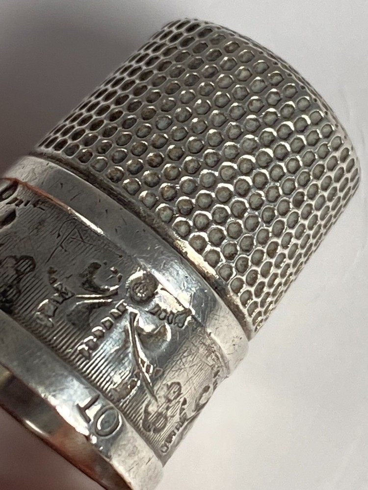 Antique 2x c1910 Solid Silver Thimbles One by U.S.A Simon Brothers & Other