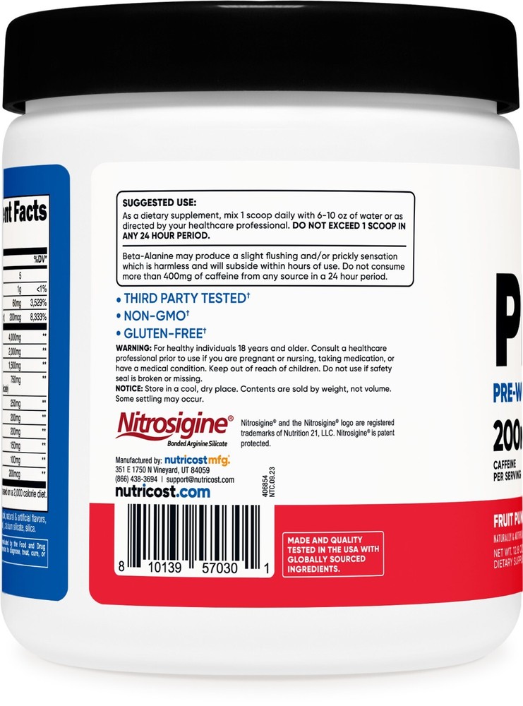 Nutricost Pre-Workout Complex Powder (30 Servings) (Fruit Punch)