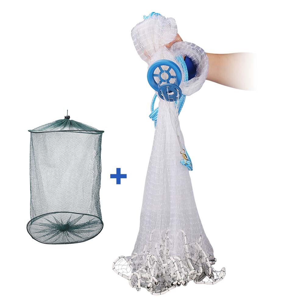 8/10/12/14/16FT Fishing Cast Net Bait Easy Throw Hand Cast Strong Nylon Mesh USA