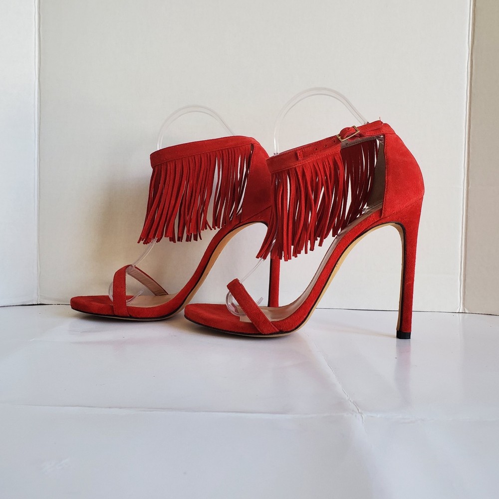 STUART WEITZMAN Lovefringe Suede Sandals Heels 8
