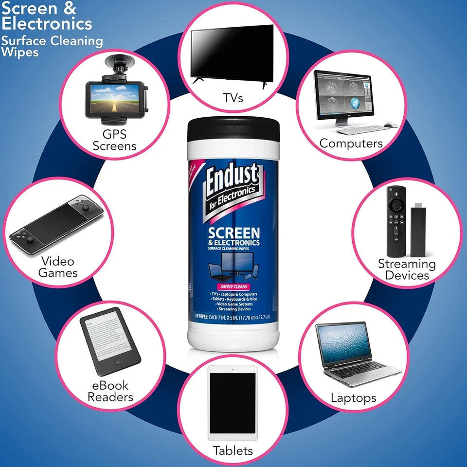 Endust For Electronics; Screen & Surface Cleaning Wipes, Great LCD And