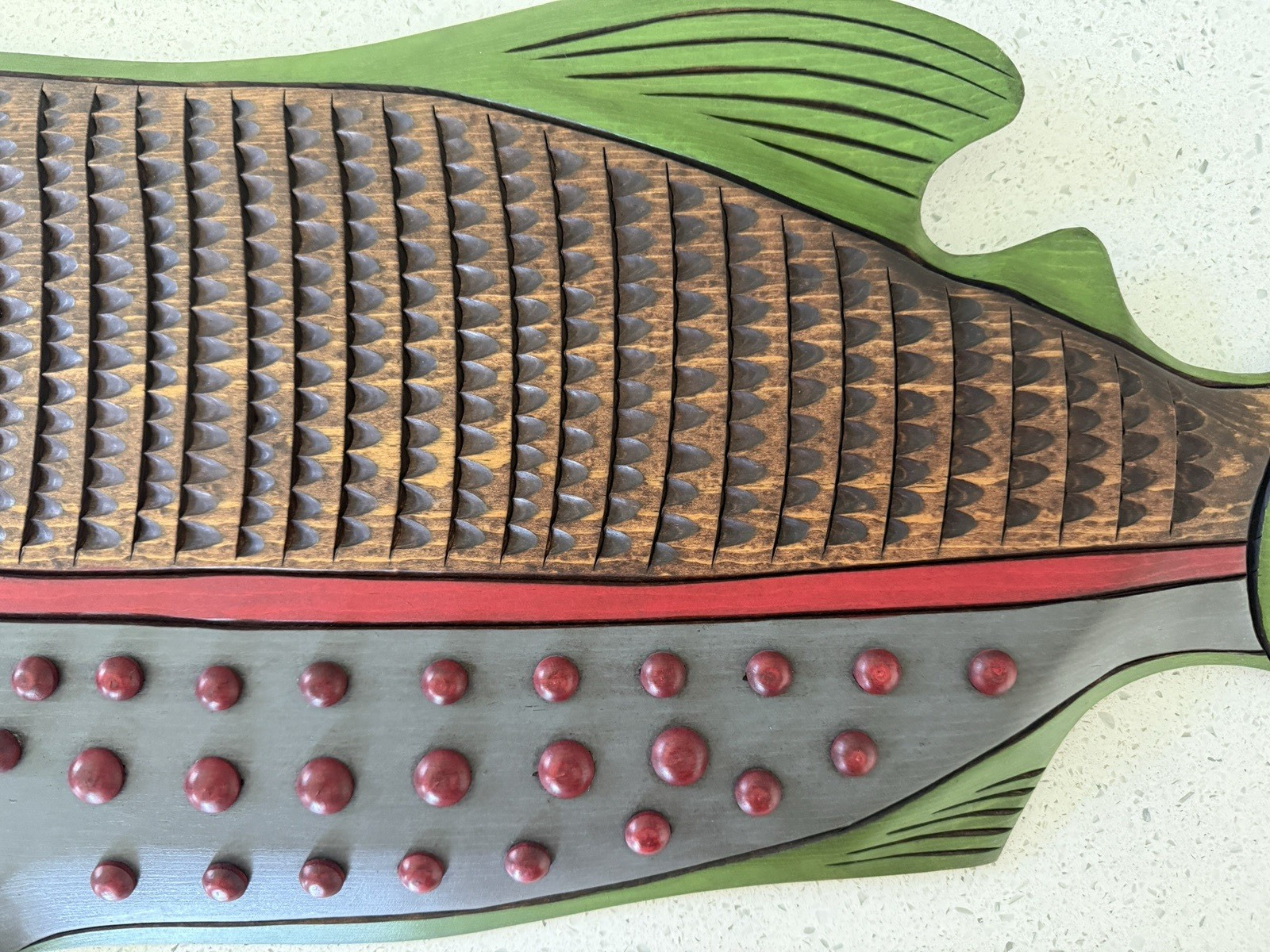 Original Kwakiutl Salmon Spawning Wood Carving by Demsey Willie, Estate Find