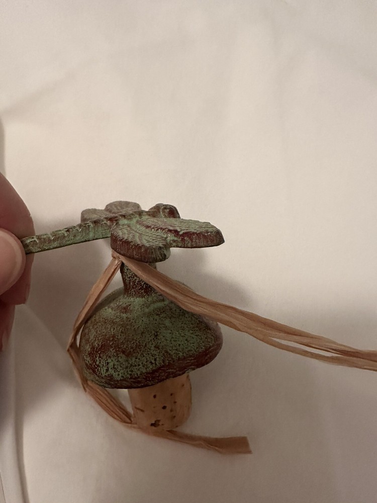Metal Dragonfly Wine Stop Green Brown Never Used