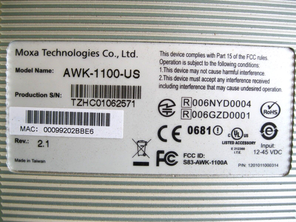 MOXA AWK-1100-US Wireless Access Point/Bridge/AP Client NEW G7