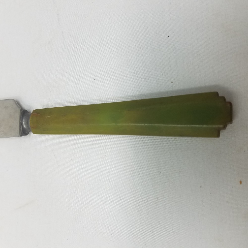 Vintage Green Bakelite Handle Flatware Butter Knife Silverware Tableware MCM 30s