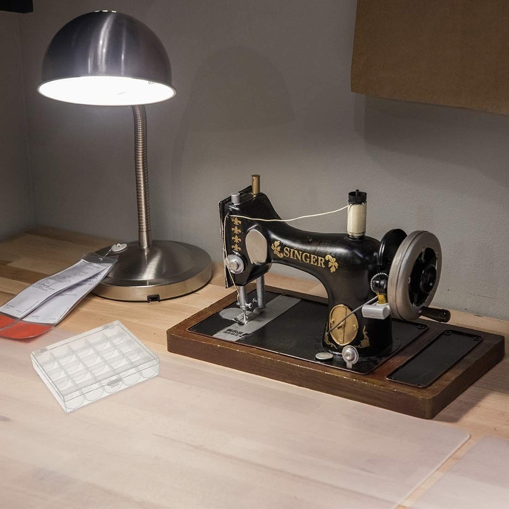 Plastic Bobbin Box, 25 Slots, Empty Spools, Transparent Case, Organizer