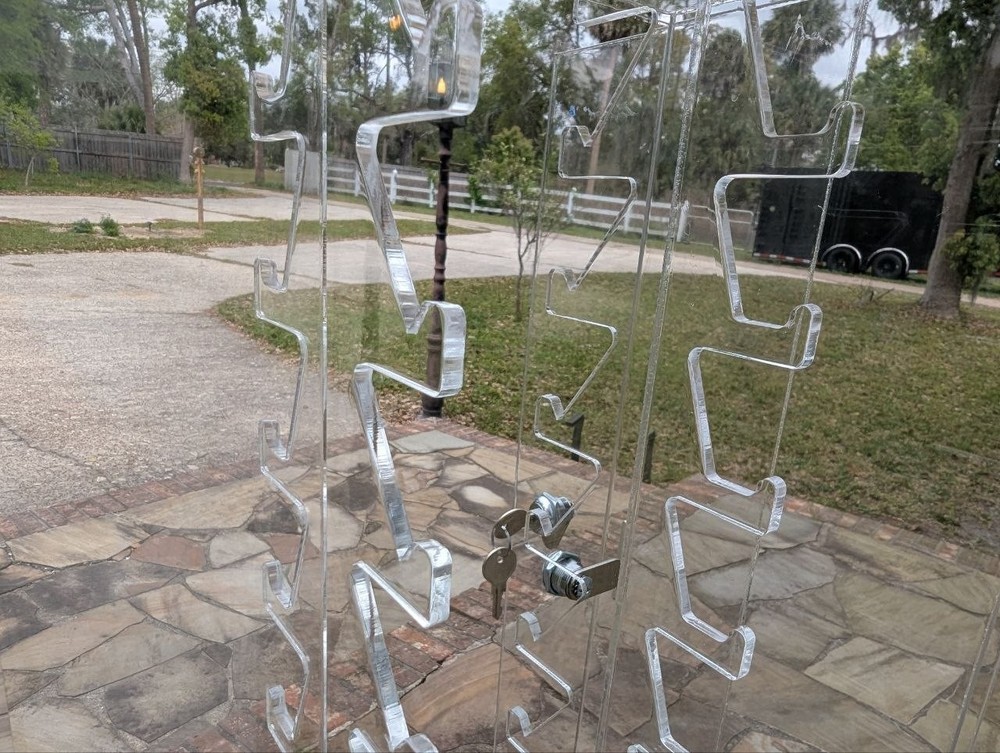 Locking Acrylic Sunglass Display Case Rotating Base 2 Door Key Eyewear - ST