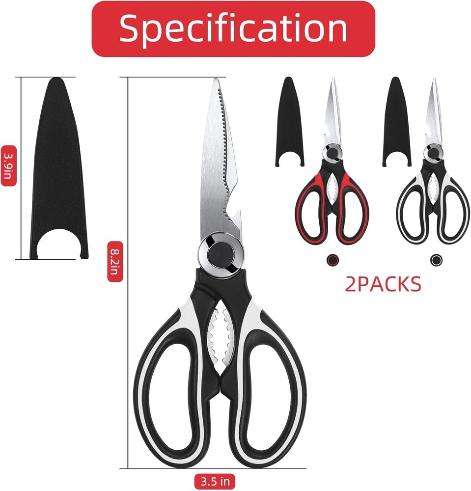 Kitchen Shears For General Cooking Use Heavy Duty Meat Scissors 2 Pack