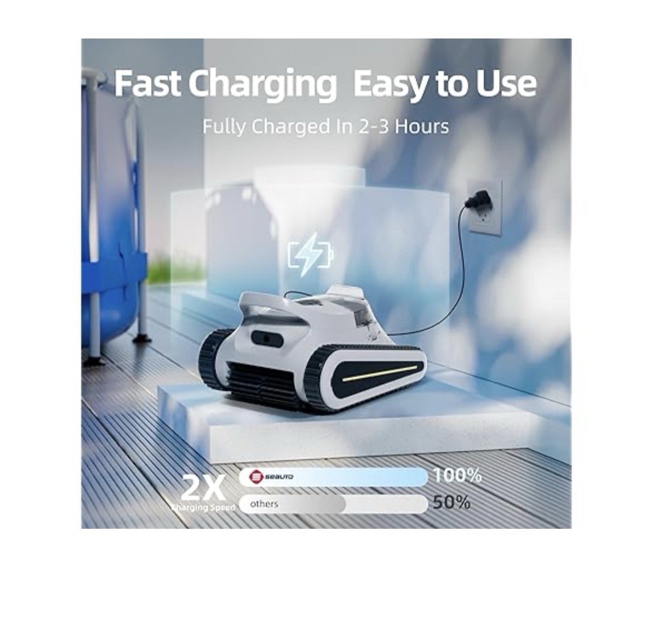 AquaFond Cordless Robotic Pool Vacuum for Above & Inground Pools Wall-Climbing