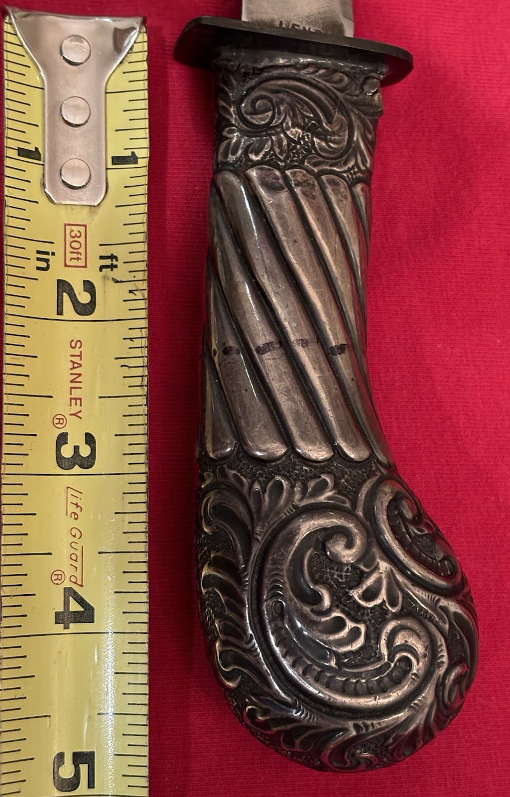 ANTIQUE SWORD HANDLE & USA FILE TO A THEATER KNIFE - NEW SHEATH