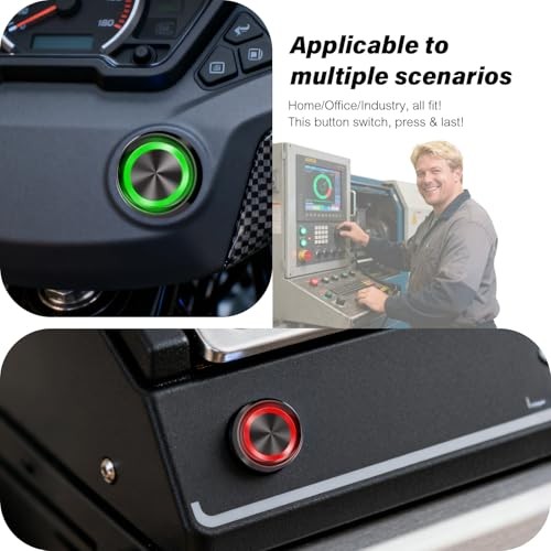 15Amp Push Button Switch，(0.63") 12V-24V Latching Push Button Switch 16mm Red