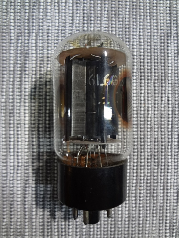 6L6GB Dumont tube. Black plate. Dual 'D' side getters. Tested strong.