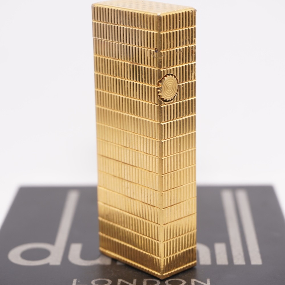 Rare Dunhill Lighter Gold Windowpane Pattern-Ultrasonically cleaned