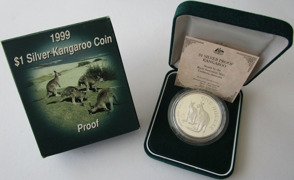 Australia 1 Dollar 1999 Kangaroo 1 Oz Silver Proof