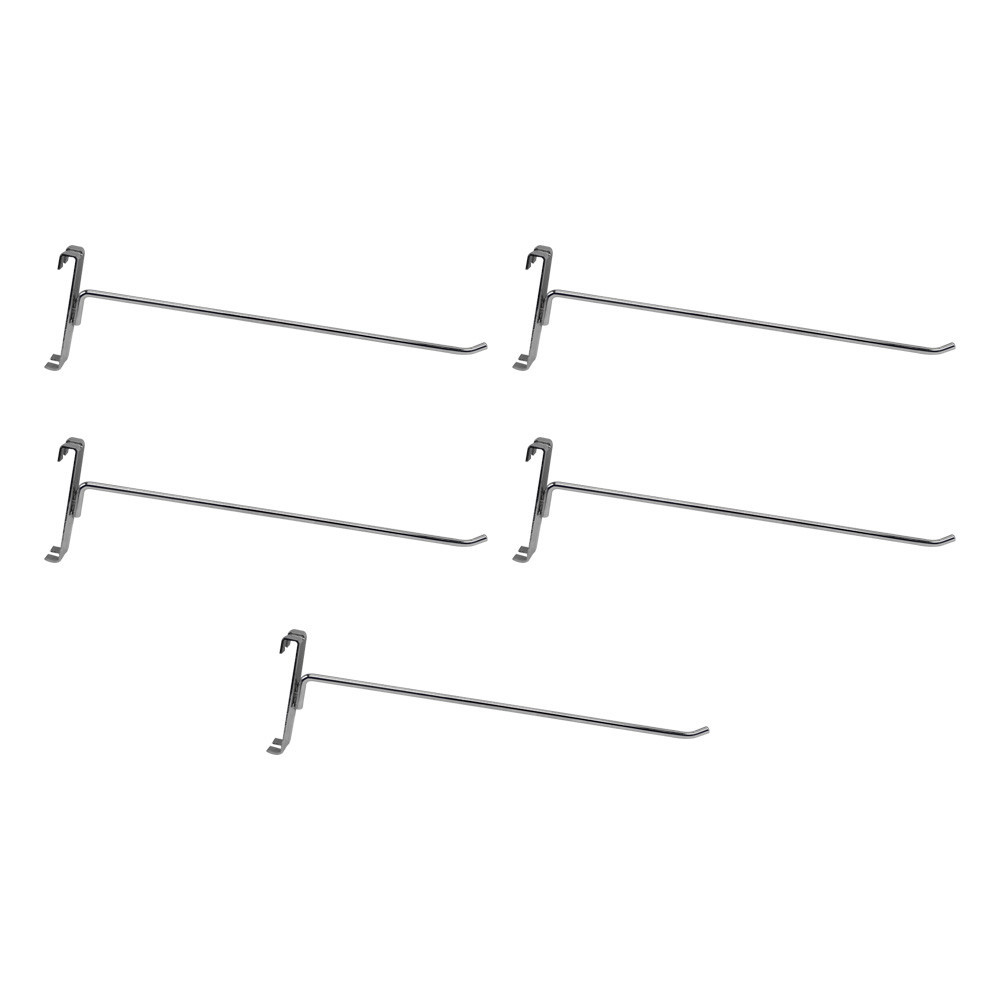 5 Pc CHROME 12" Long Gridwall Hooks Grid Panel Display Wire Metal Hanger Retail