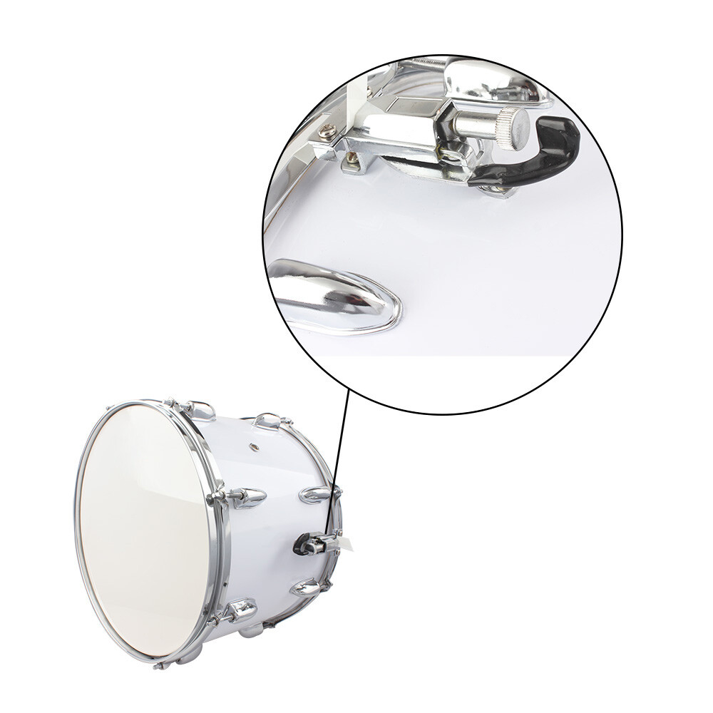 14 x10inch Marching Drum Drumsticks Key Strap White