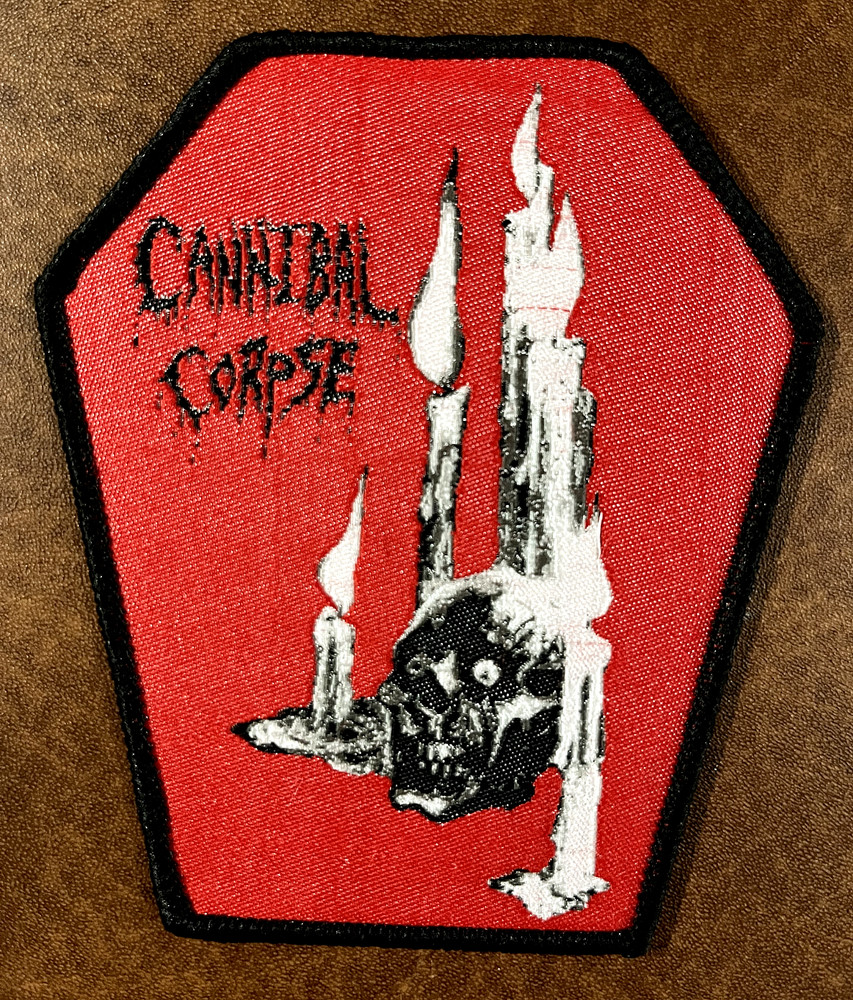 CANNIBAL CORPSE, SEW ON RED BORDER WOVEN PATCH