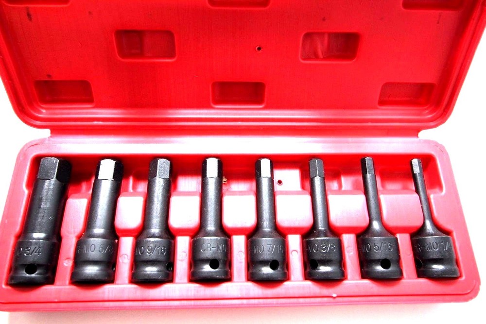 8PC 1/2" DR ALLEN HEX DRIVER IMPACT SOCKET SET ( MM)