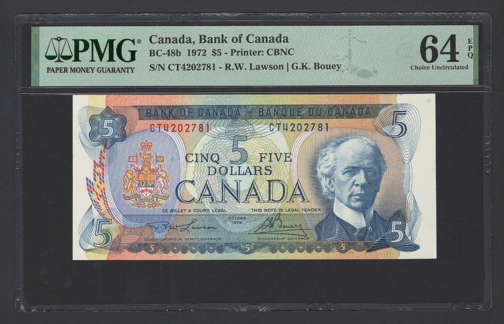 Canada 5 Dollars 1972 BC-48b Uncirculated Grade 64
