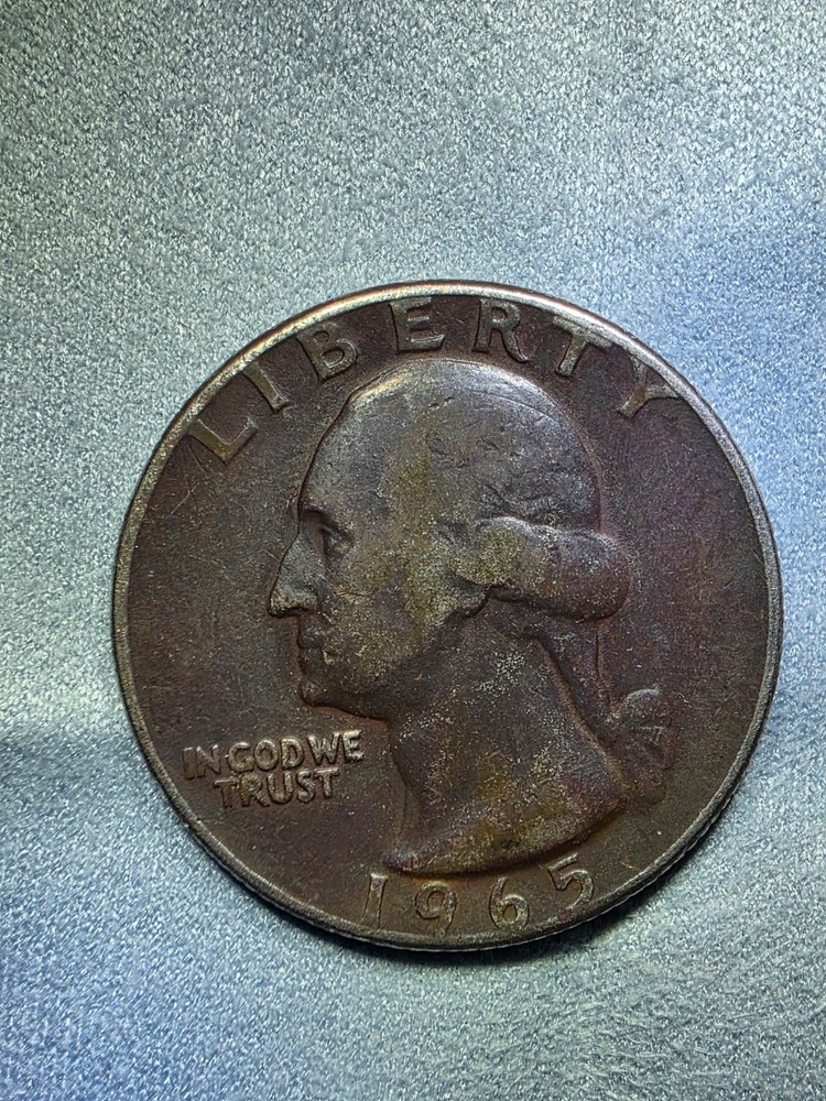 Rare 1965 Quarter No Mint Mark (MINT ERROR) Improperly Annealed black cladding