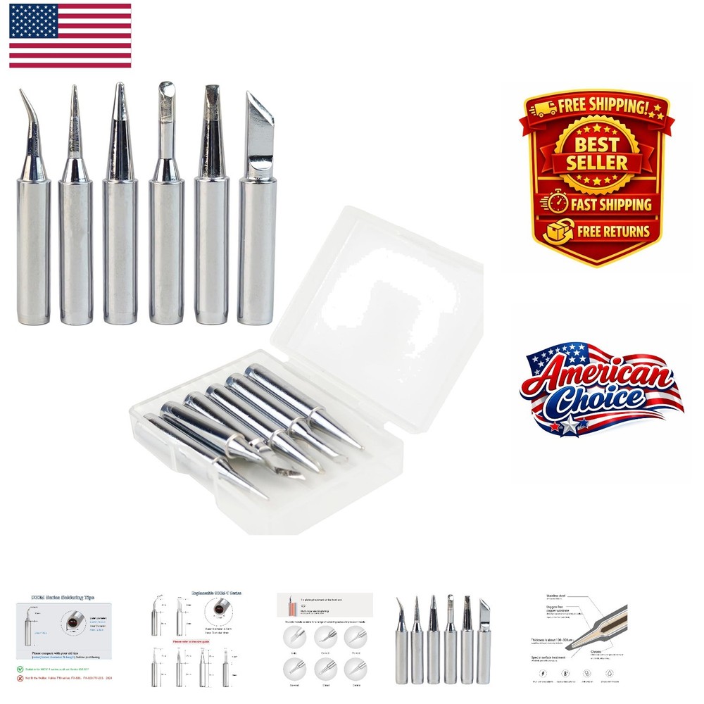 Versatile 900M Soldering Tips Set - 6 High-Quality Copper Tips for All Projects