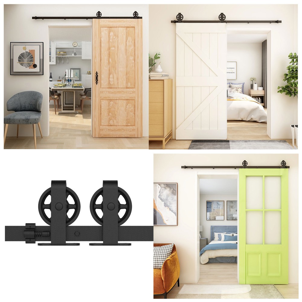 4FT-20FT Medium Wheel Roller Sliding Barn Door Hardware Kit Single/Double Door