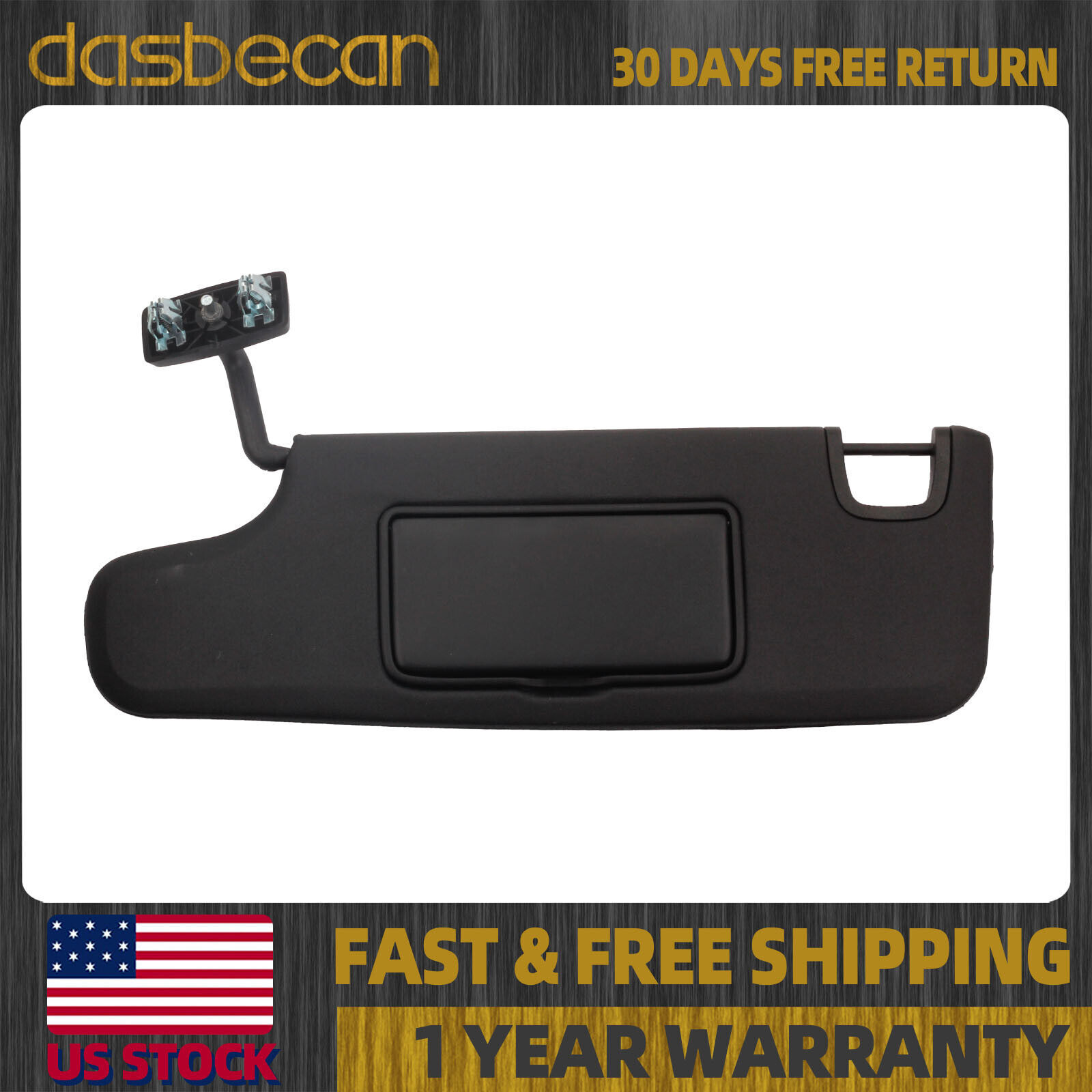 Black Left Driver Side Sun Visor w/Mirror For Jeep Wrangler JK 07-18 6CJ07DX9AA