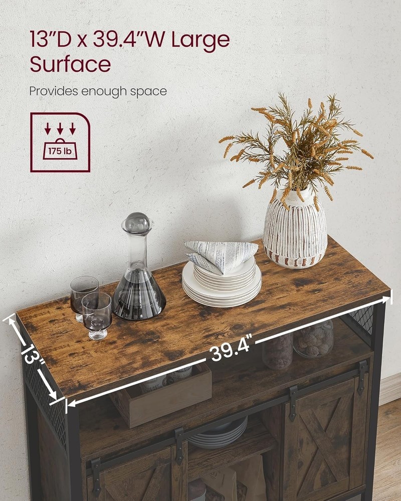Versatile Coffee Bar Storage Cabinet with Adjustable Shelves - Sturdy Design