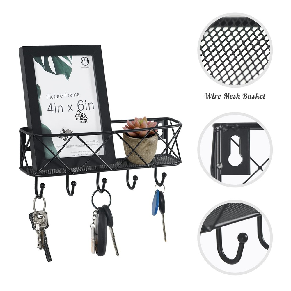 Key Holder for Wall Decorative, Entryway Key Hooks, Wall Mounted Key Rack wit...