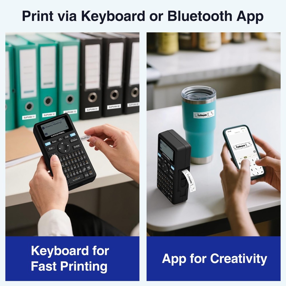 E11 Bluetooth Label Maker Machine with 4 Tapes, Support Keyboard & App with 4...