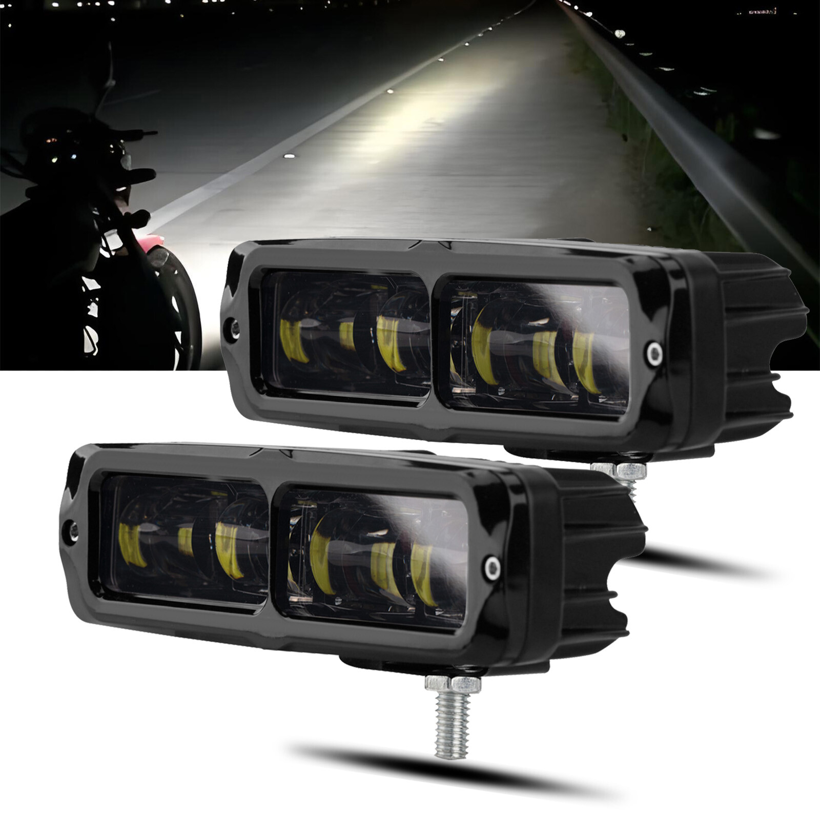 2PCS 6000LM Spot Slim Light LED Driving Fog For Truck Pickup Car SUV UTV ATV