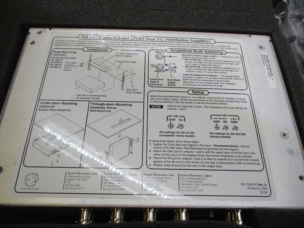 Extron DA 8V/4V Dual EQ Composite Video Distribution Amplifier