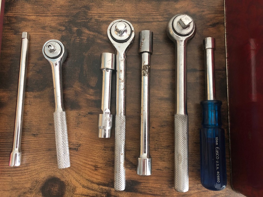 Small Adjustable Wrenches with Lug Nuts in Case
