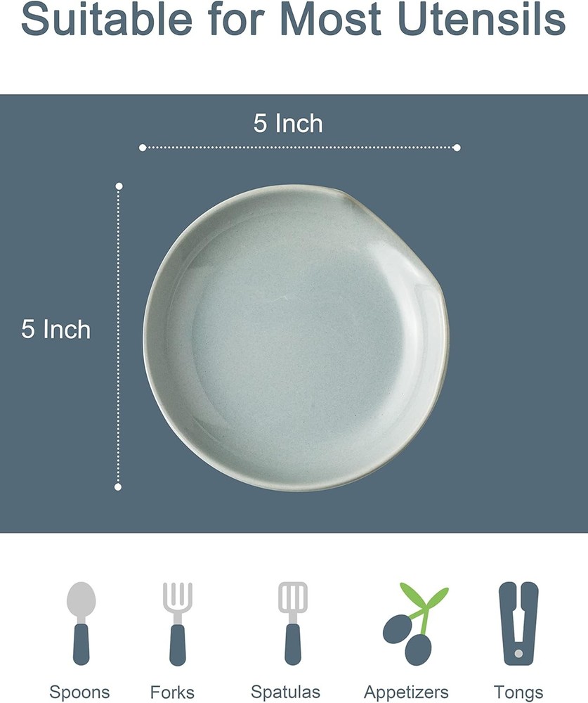 Ceramic Spoon Rest for Kitchen Counter, Holder Light Gray