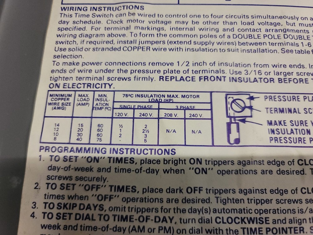 Intermatic T7801b Electromechanical Timer, 7 Day, 4 Poles AS-IS Untested