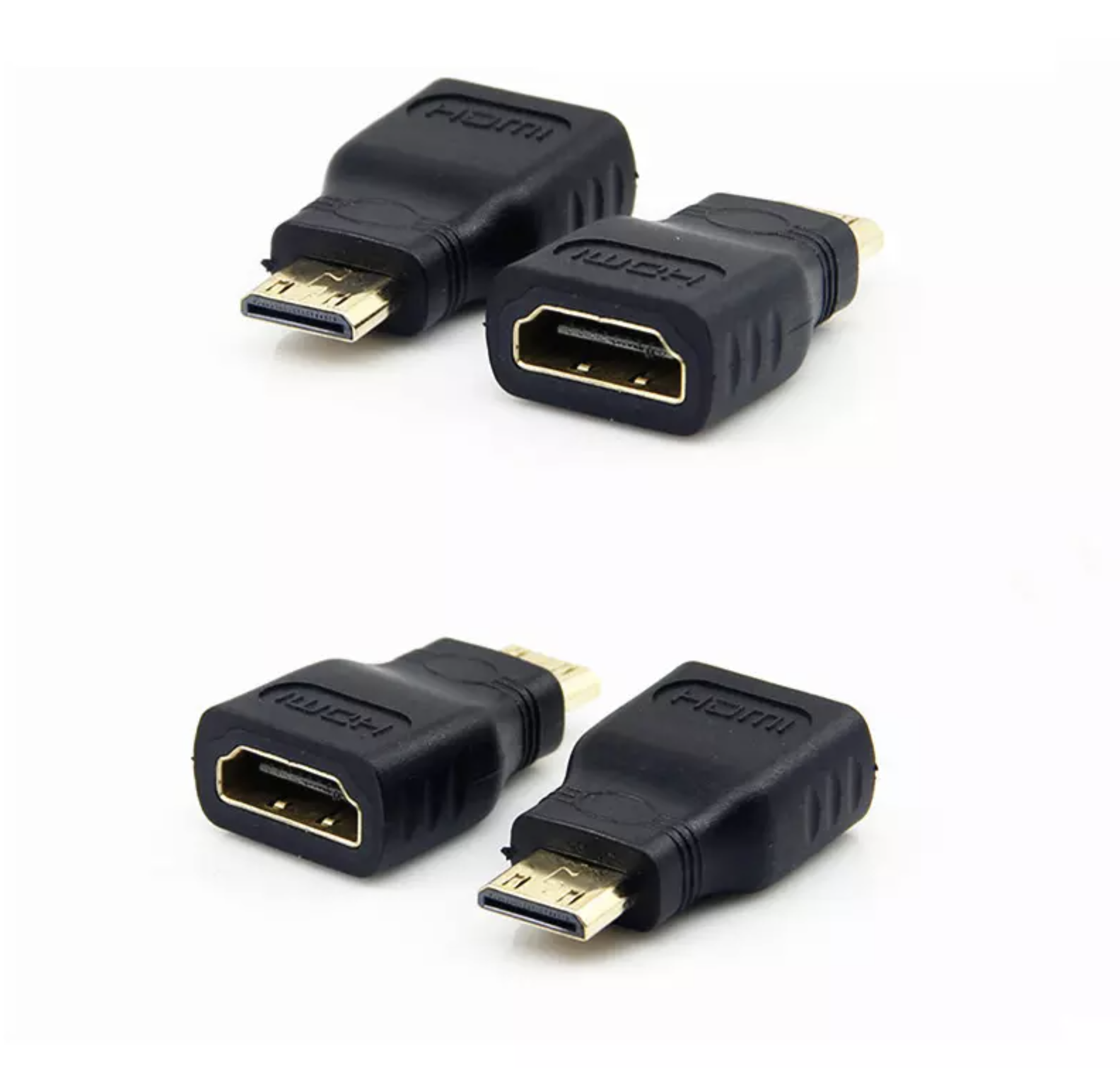2 x Mini HDMI Male to Standard HDMI Female Adapter Gold Plated HDTV 4K 1080p 3D