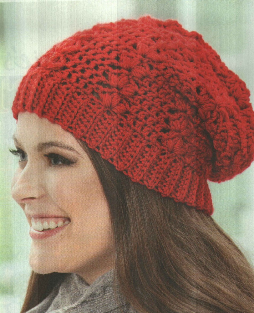 OPEN SHELLS HAT 3 SIZES WOMENS CROCHET PATTERN INSTRUCTIONS