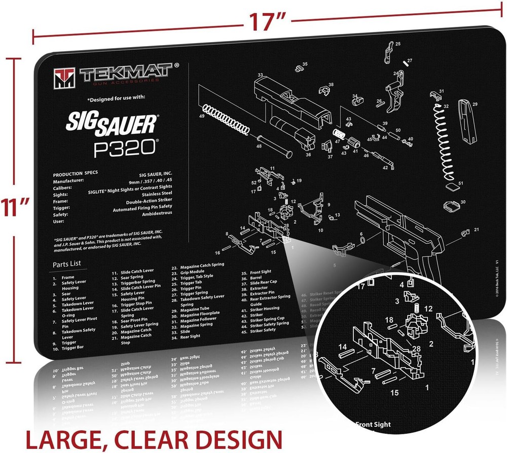 TekMat Cleaning Mat for use with Sig Sauer P320, Black