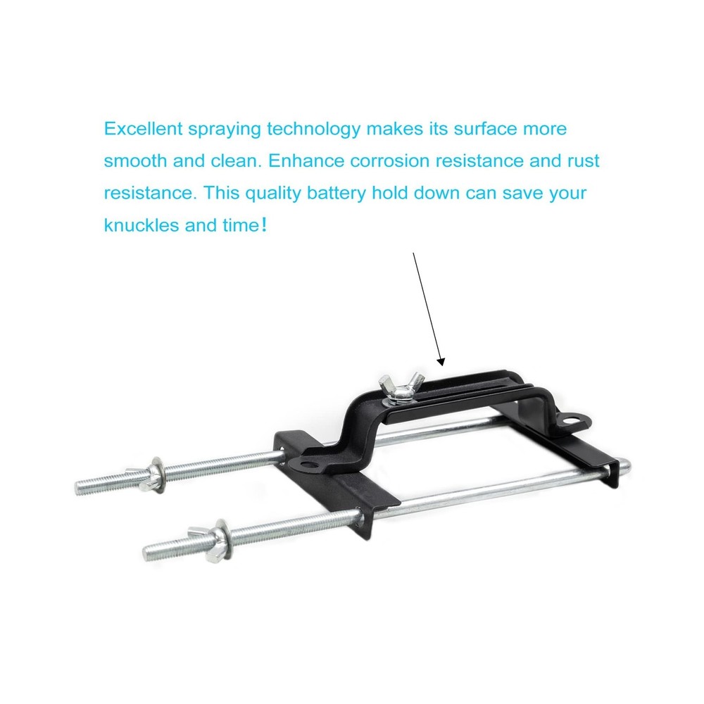 Premium Adjustable Battery Hold Down for Tray, Universal Adjustable Battery C...