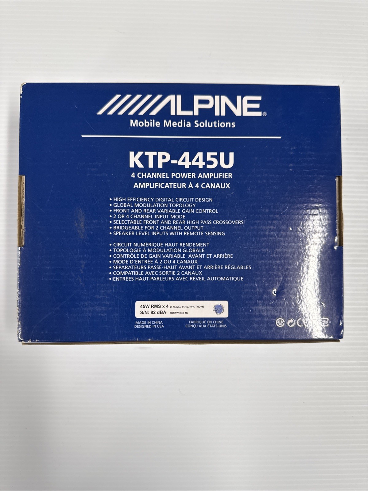 ALPINE KTP-445U Compact Class D AMP 45W x 4CH Open Box Very Good !!