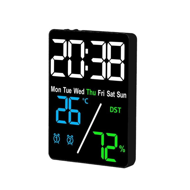 Digital Clock Monitors Alarm Clock and Bright Color Screen Display