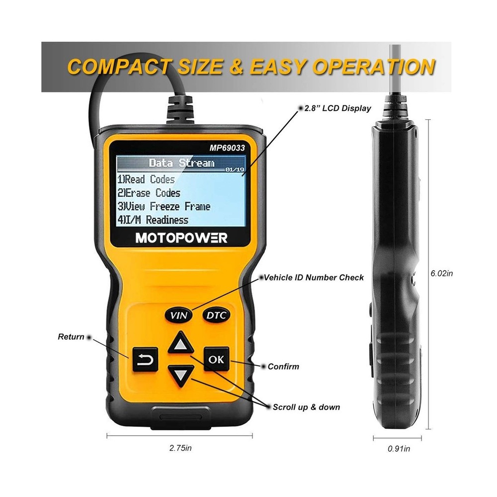 MOTOPOWER MP69033 Car OBD2 Scanner Code Reader Engine Fault Code Reader Scann...