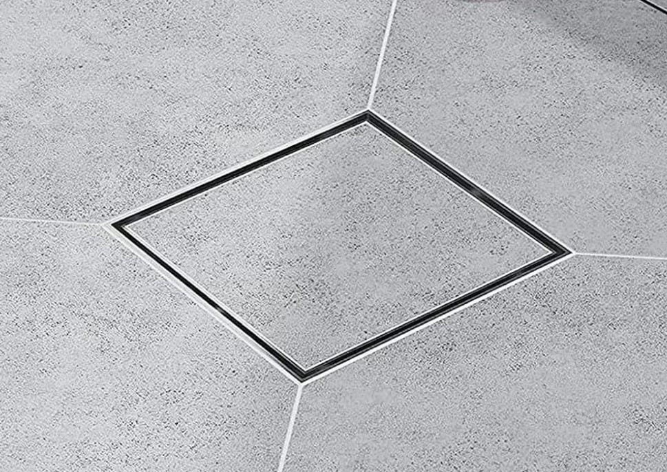 Square 4" Stainless Bathroom Shower Drain/ Tile Insert.