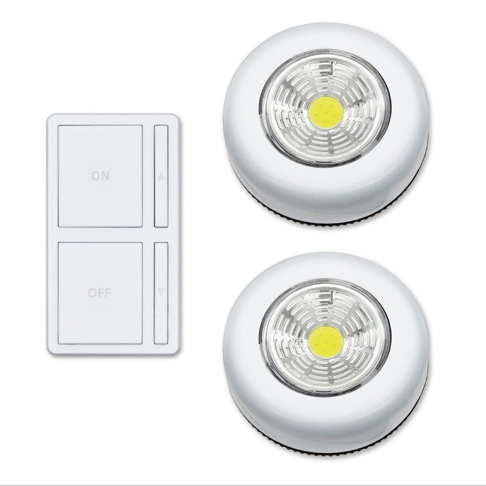 Great Value Wireless LED Puck Lights with Wall Switch - 2 Pack