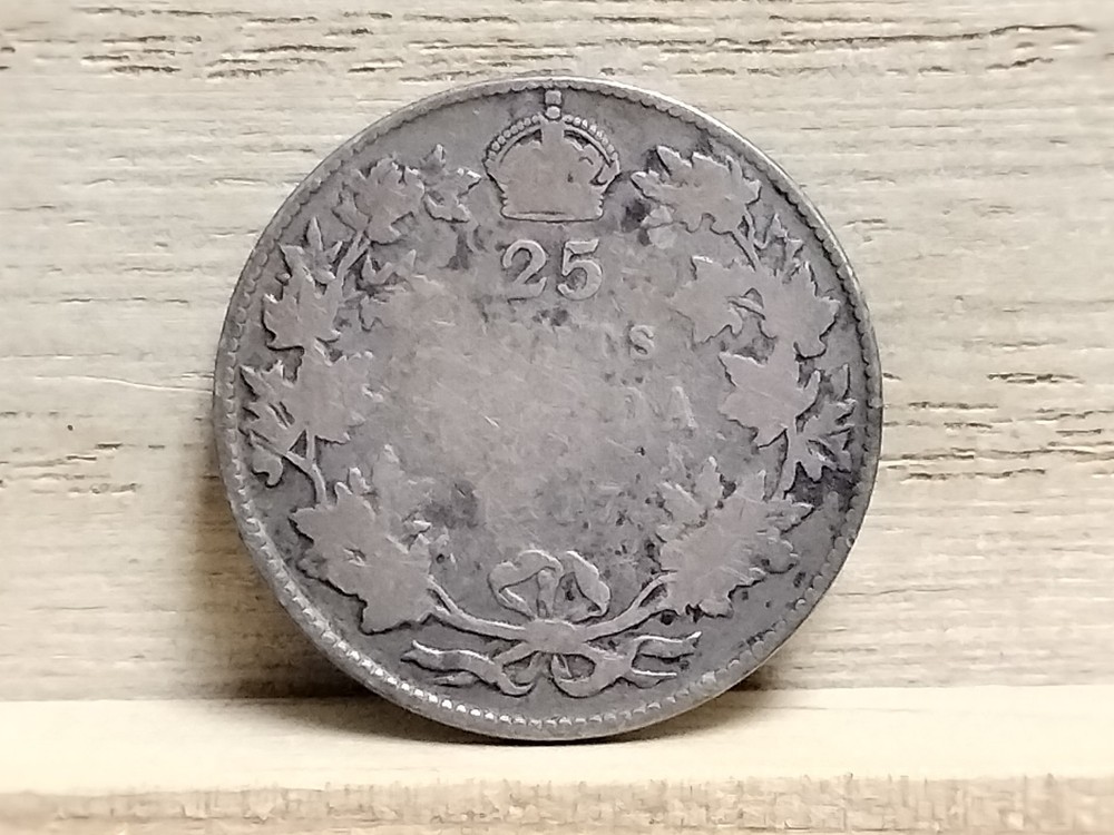 1917 25 Cents Canada .925 Silver Coin