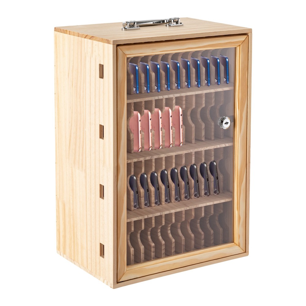 Cell Phone Storage Cabinet with 48 Slots, Lockable & Wall-Mountable