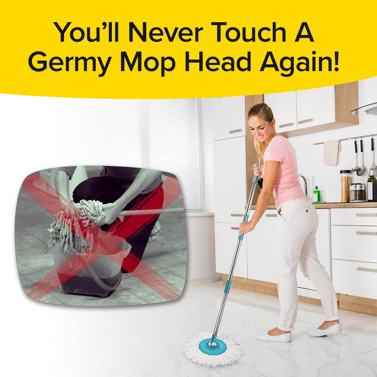 Hurricane Spin Mop Home Cleaning System by BulbHead, Floor Mop with Bucket