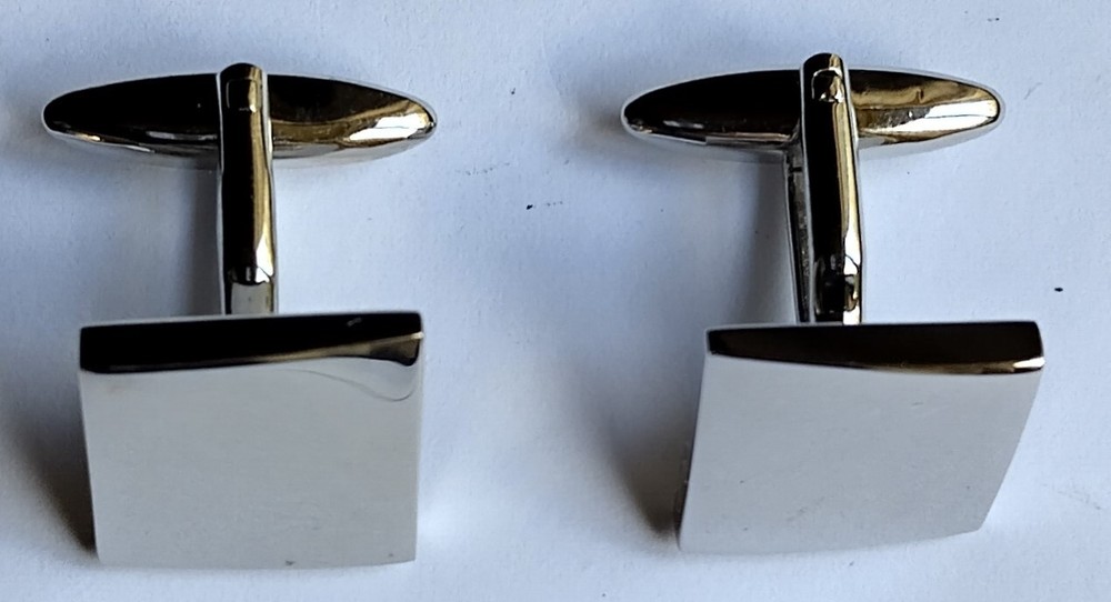 Vintage Square Silver Metal Mem`s Cufflinks