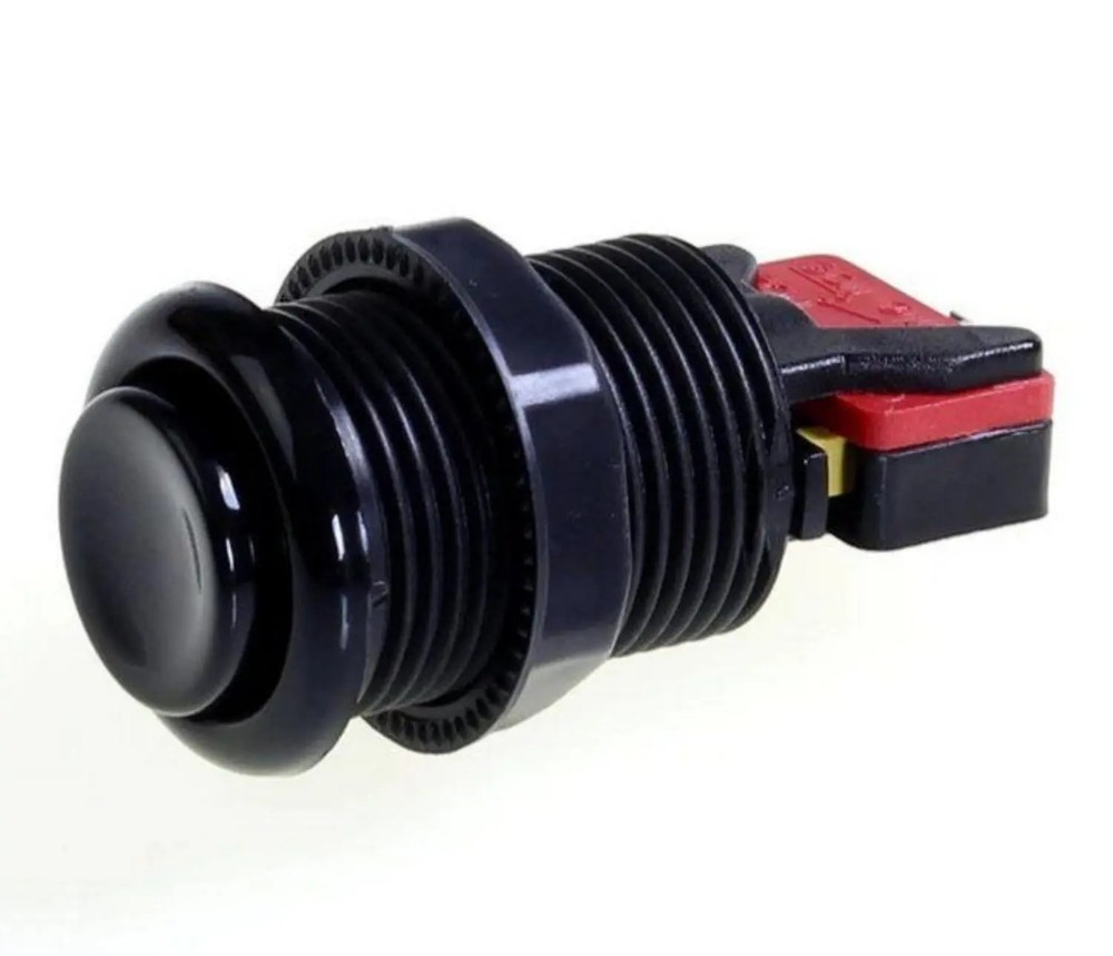 Black Long Length Arcade Game Push Button w/ microswitch Also for Mame and Jamma